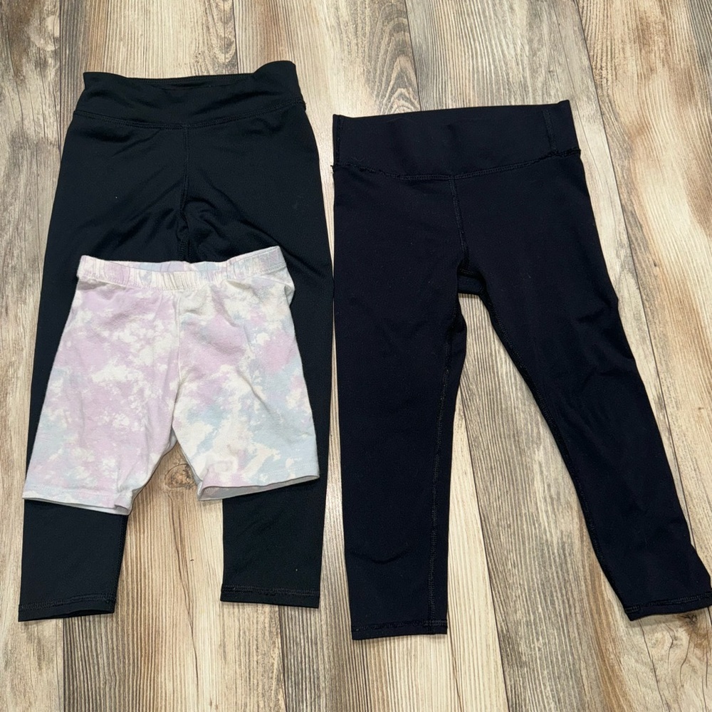 Girls black leggings bundle. Girls pants. Girls gym shorts. Leggings, shorts